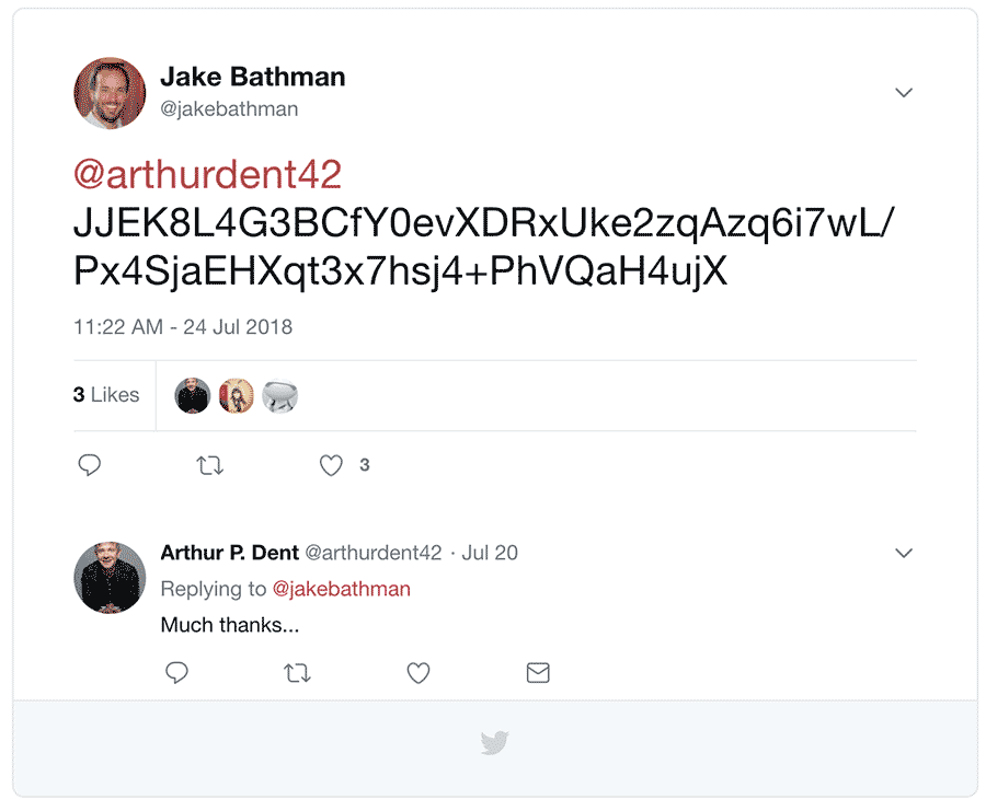 fake tweet with encrypted string