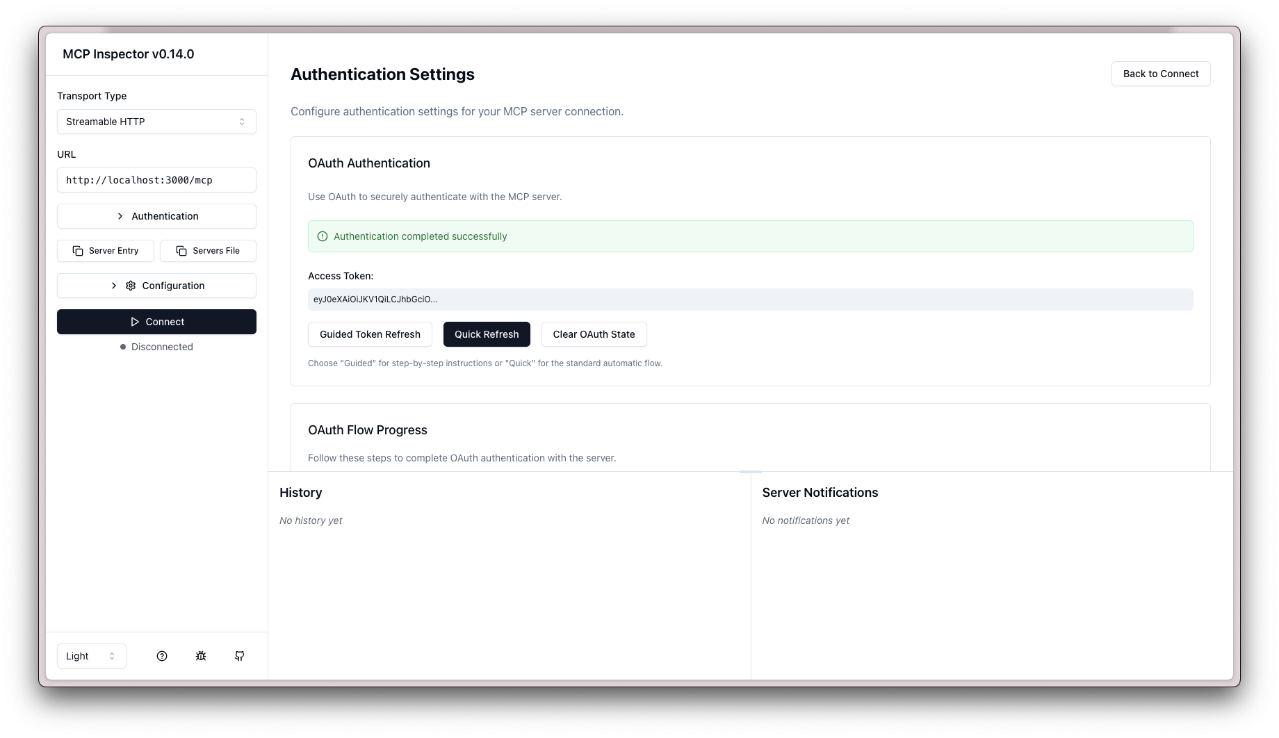 MCP Inspector Auth