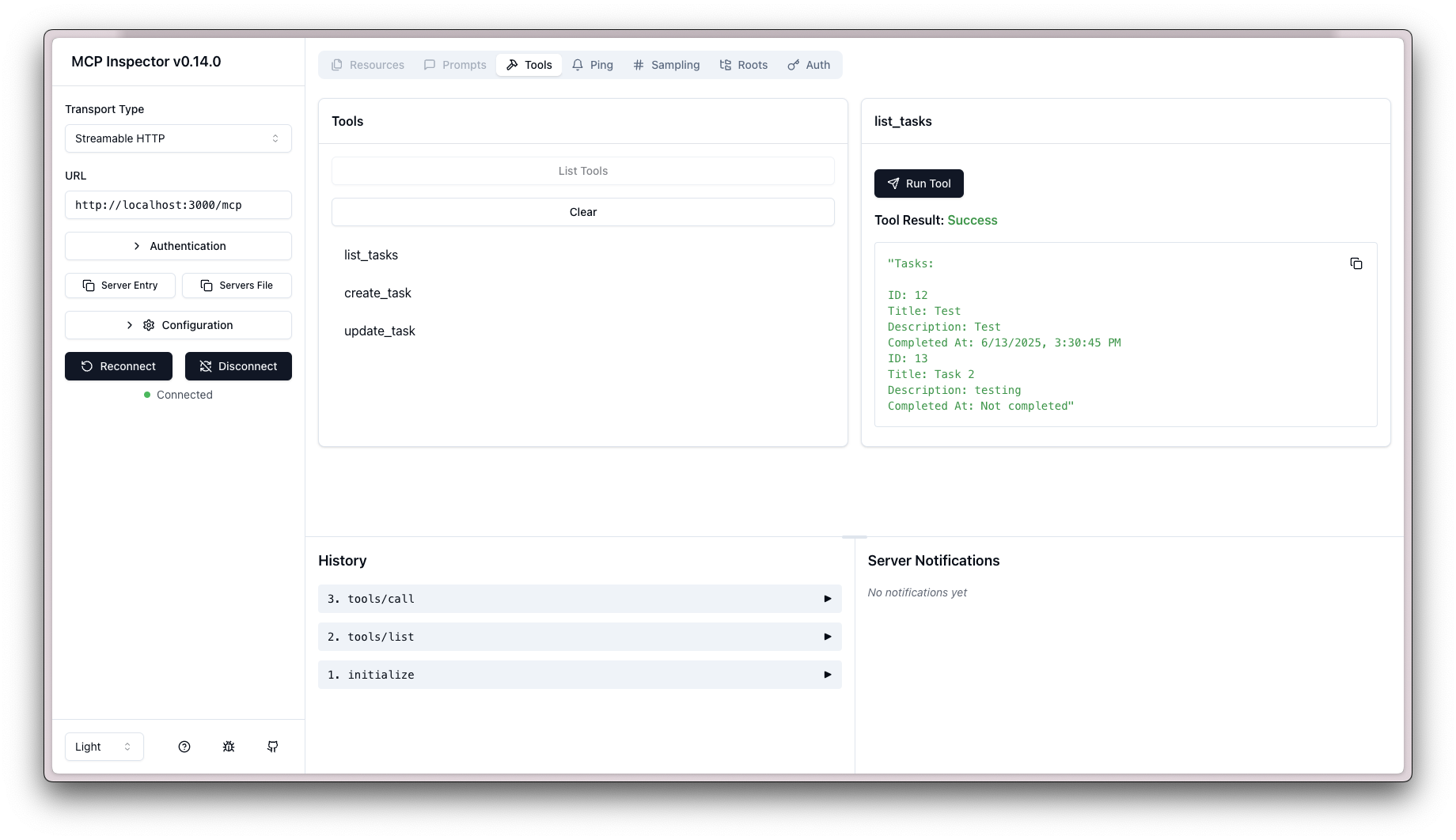 MCP Inspector Run Tool