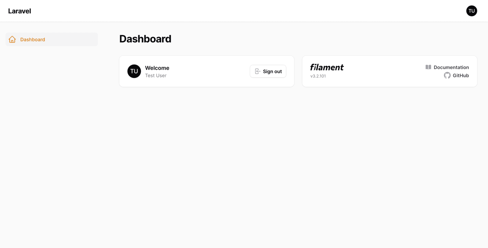 Filament Dashboard