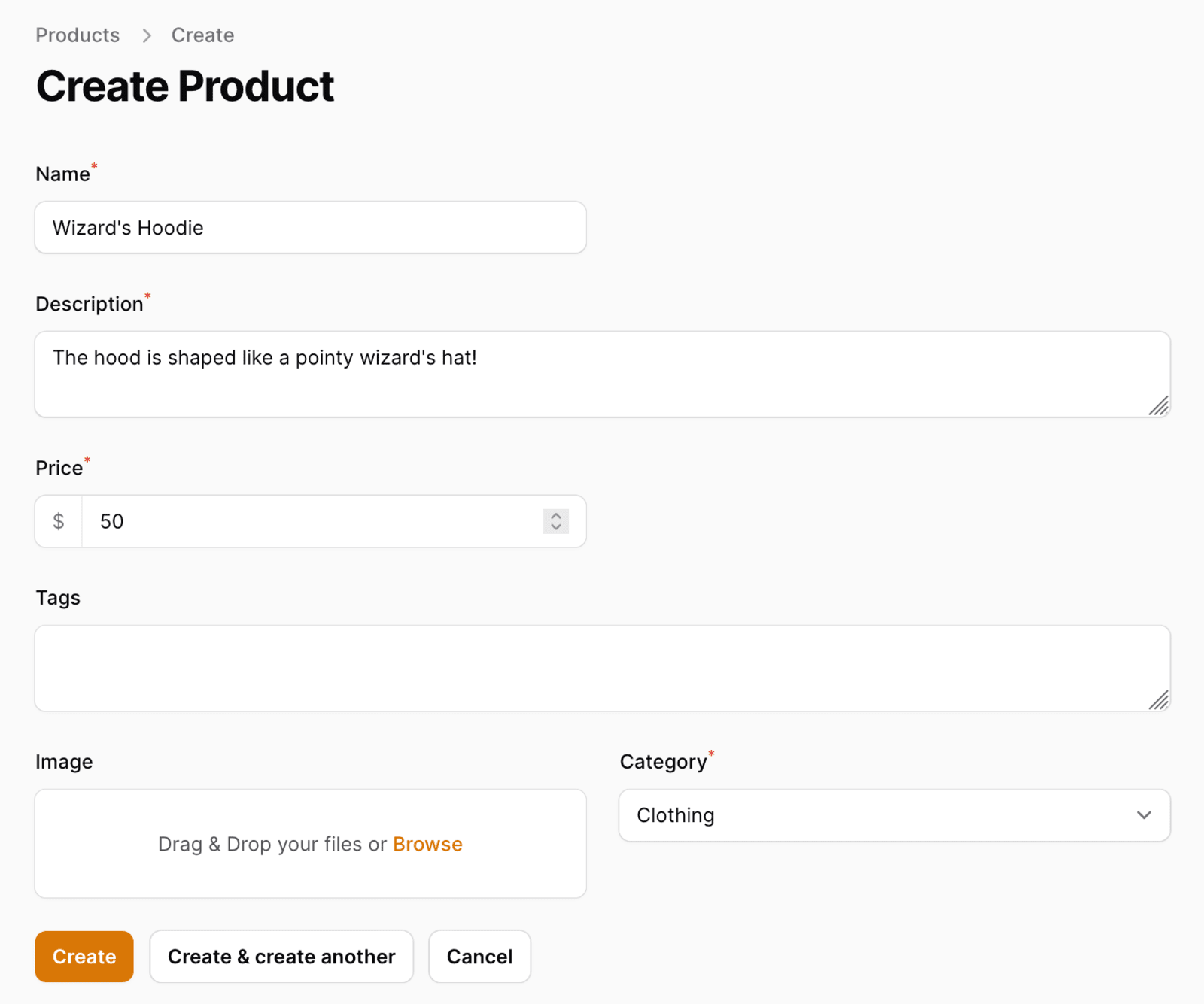 Filament Creating a Product