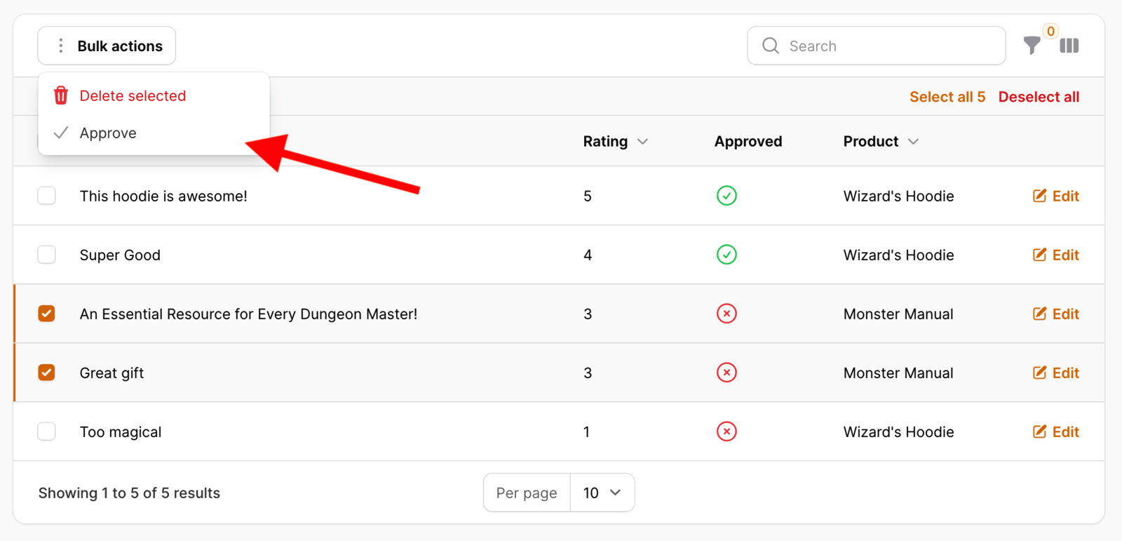 Filament Bulk Actions