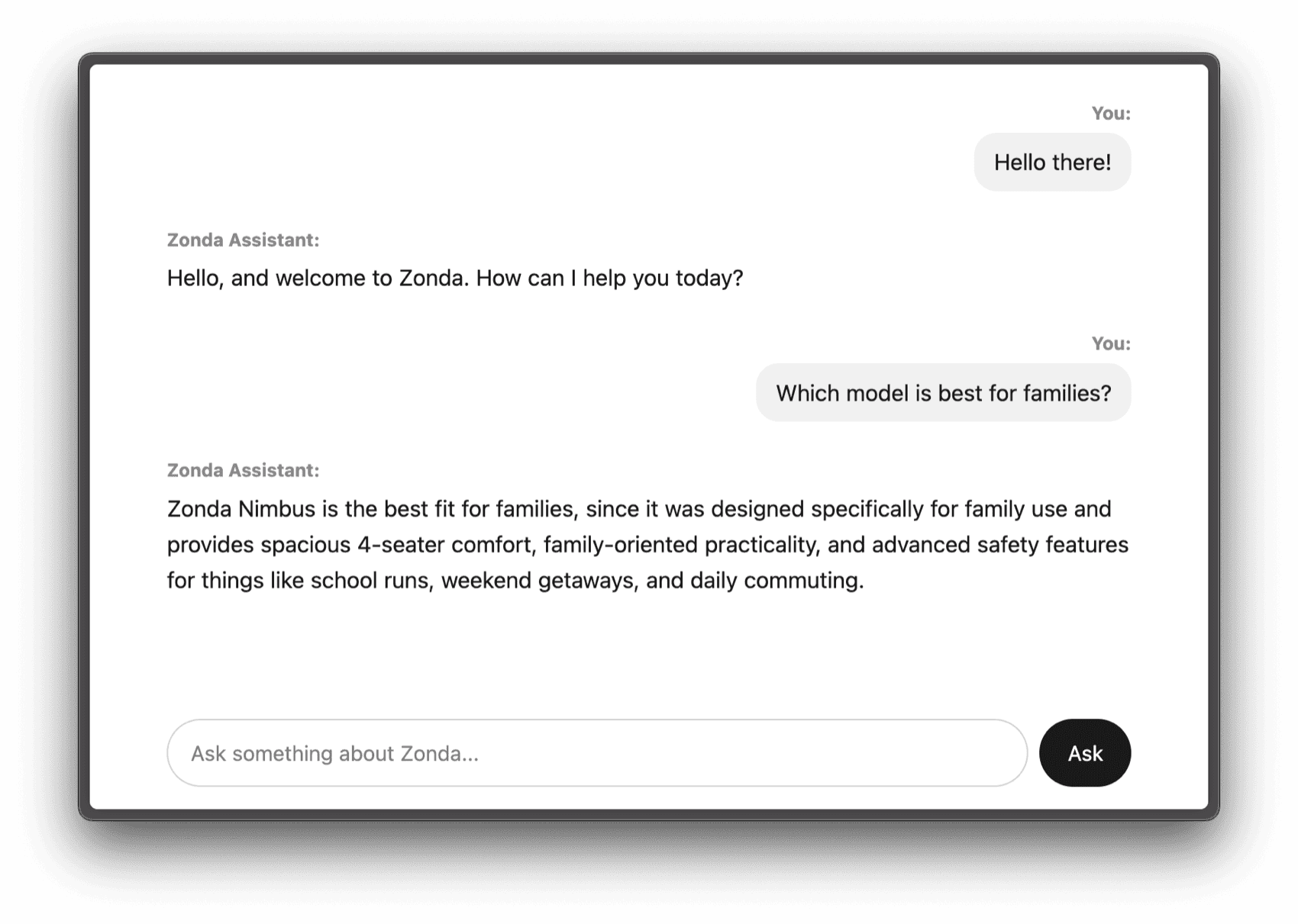 Chatbot screenshot